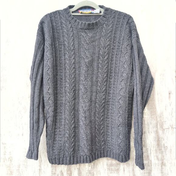 VTG 90's Concrete Made For The Street WoolBlend Retro Cable Knit Preppy Sz Med - Picture 1 of 8